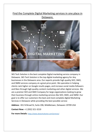 Complete digital marketing services in one place in Delaware.