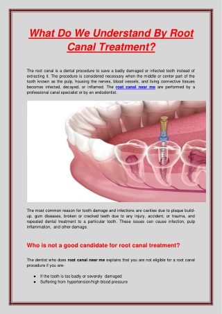 What Do We Understand By Root Canal Treatment
