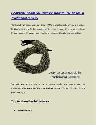 Gemstone Beads for Jewelry: How to Use Beads in Traditional Jewelry