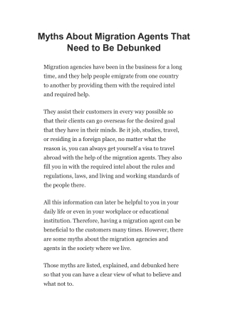 Myths About Migration Agents That Need to Be Debunked