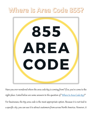 Where Is Area Code 855?