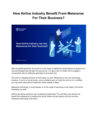 How Airline Industry Benefit From Metaverse For Their Business