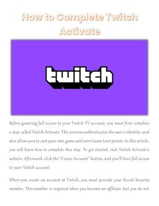 How to Complete Twitch Activate