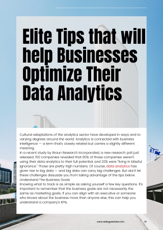Elite Tips that will help Businesses Optimize Their Data Analytics