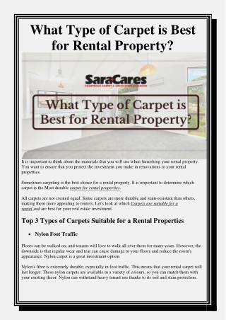 What Type of Carpet is Best for Rental Property