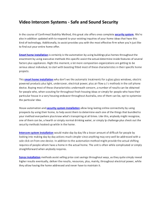 Video Intercom Systems - Safe and Sound Security