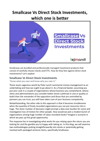 Smallcase Vs Direct Stock Investments, which one is better