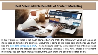 Best 5 Remarkable Benefits of Content Marketing