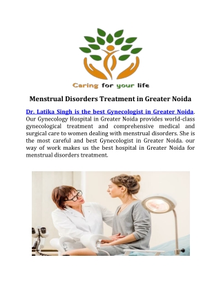 menstrual disorders  treatment in greater Noida | Dr.Latikasingh