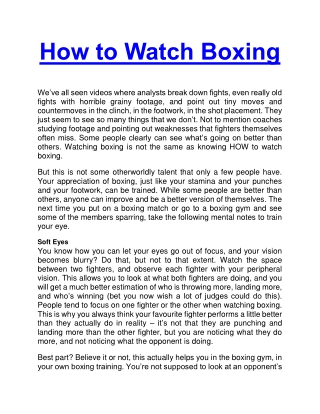How to Watch Boxing
