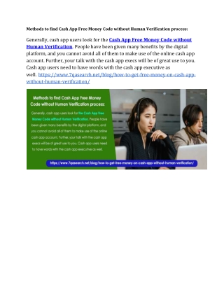 Methods to find Cash App Free Money Code without Human Verification process