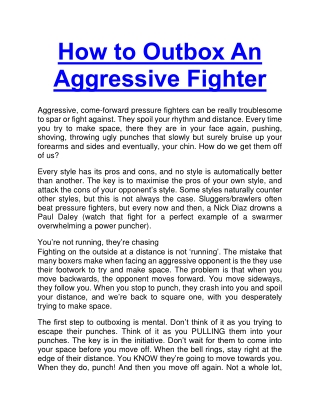 How to Outbox An Aggressive Fighter