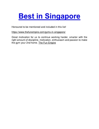 Best in Singapore