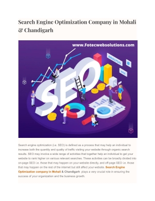 Search Engine Optimization Company in Mohali & Chandigarh
