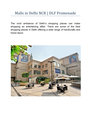 Malls in Delhi NCR | DLF Promenade