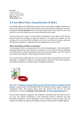 2.5 mm Wire Price, Characteristics & More