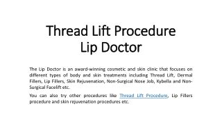 Thread Lift Procedure - Lip Doctor