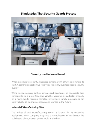 5 Industries That Security Guards Protect