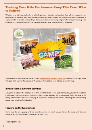 Training Your Kids For Summer Camp This Year What to Follow