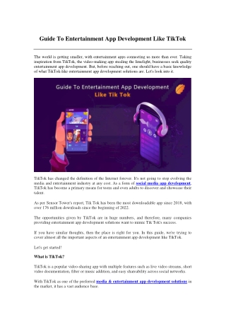 Guide To Entertainment App Development Like TikTok