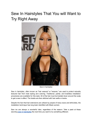 Sew In Hairstyles That You will Want to Try Right Away