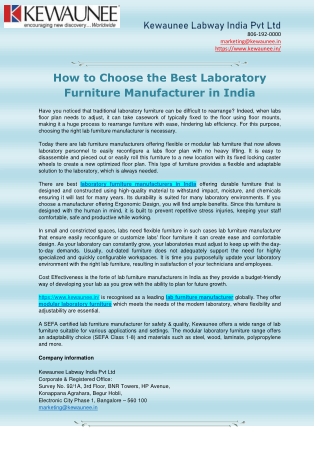 Best Laboratory Furniture Manufacturer in India