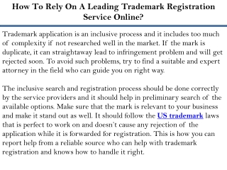 How To Rely On A Leading Trademark Registration Service Online?