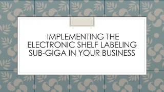 Implementing The Electronic Shelf Labeling Sub-giga In Your Business