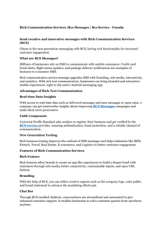 Rich Communication Services |Rcs Messages | Rcs Service - Fonada