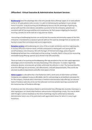 Officeshed - Virtual Executive & Administrative Assistant Services