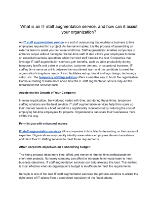 What is an IT staff augmentation service, and how can it assist your organization_