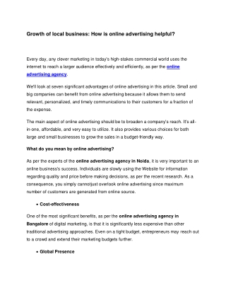 Growth of local business How is online advertising helpful