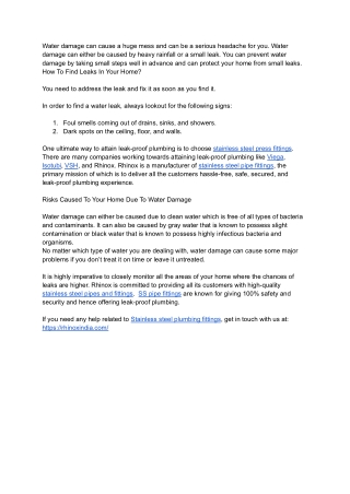 Prevent Major Issues By Fixing Small Leaks