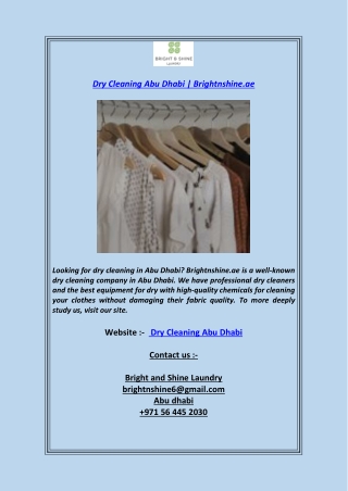 Dry Cleaning Abu Dhabi  Brightnshine.ae