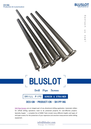 Drill Pipe Screen Manufacturer - Bluslot Filter