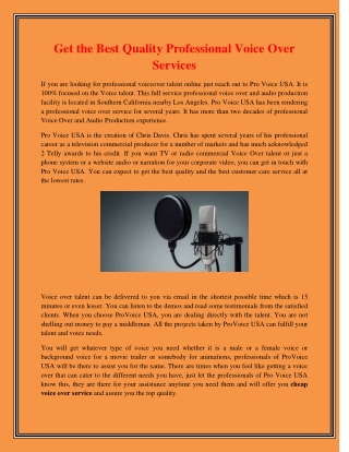 Get the Best Quality Professional Voice Over Services