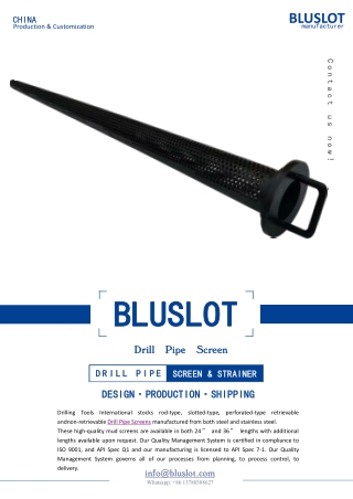 Drill Pipe Screen Selection Guide - Bluslot