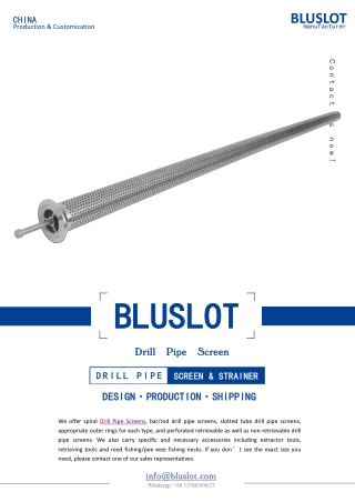 Drill Pipe Screens for Directional Drilling - Bluslot Filter