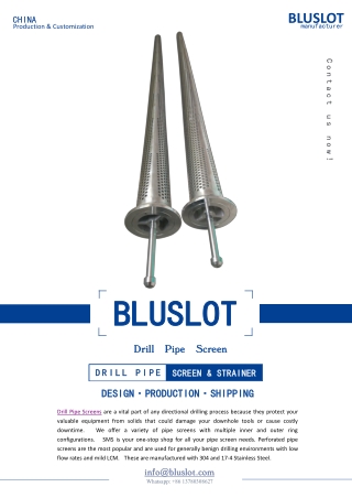 Drill Pipe Screens for Oilfield Drilling - Bluslot Filter