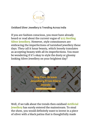 Oxidised Silver Jewellery Is Trending Across India