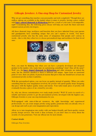 Gillespie Jewelers A One-stop Shop for Customized Jewelry