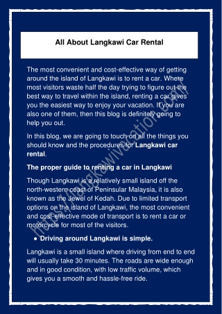 All About Langkawi Car Rental