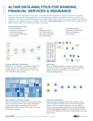 Altair Data analytics for Banking, Financial Services and Insurance
