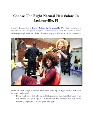 Choose The Right Natural Hair Salons In Jacksonville, Fl