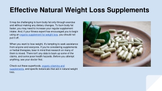 Effective Natural Weight Loss Supplements