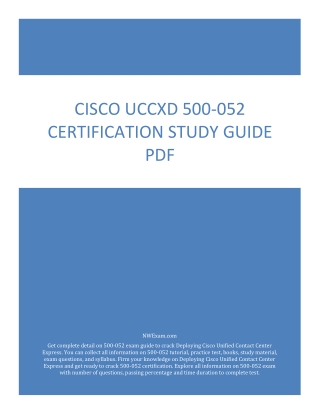 Cisco UCCXD 500-052 Certification Study Guide PDF