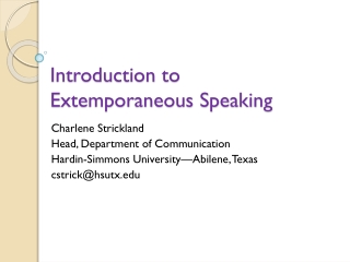 Extemporaneous Speech Definition