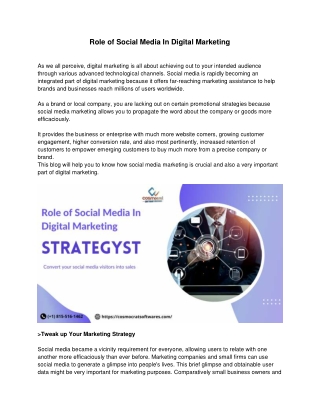 Role Of Social Media In Digital Marketing