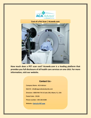 Cost of a Pet Scan | Acaweb.com