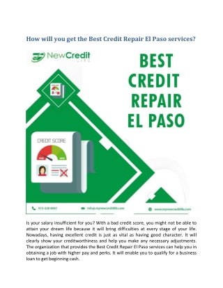 How will you get the Best Credit Repair El Paso services